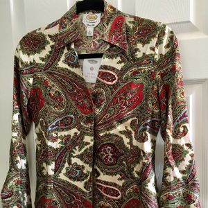 Brand New Talbots Paisley Silk Blouse, size 2